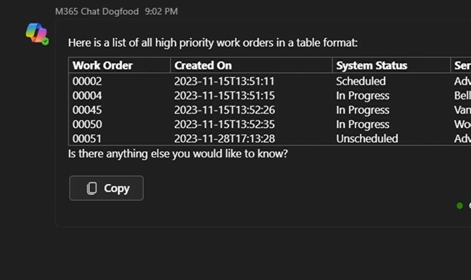 Microsoft Copilot med Field Service-plugin