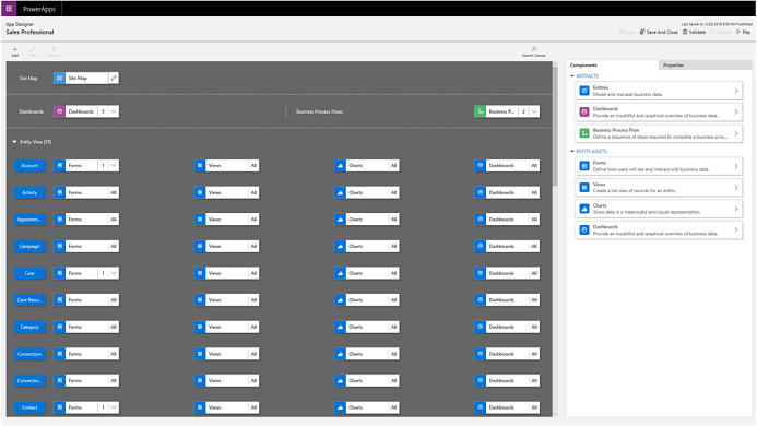 Appen Sales Professional i appdesigneren.