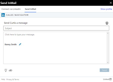 LinkedIn-sideruden Send InMail.