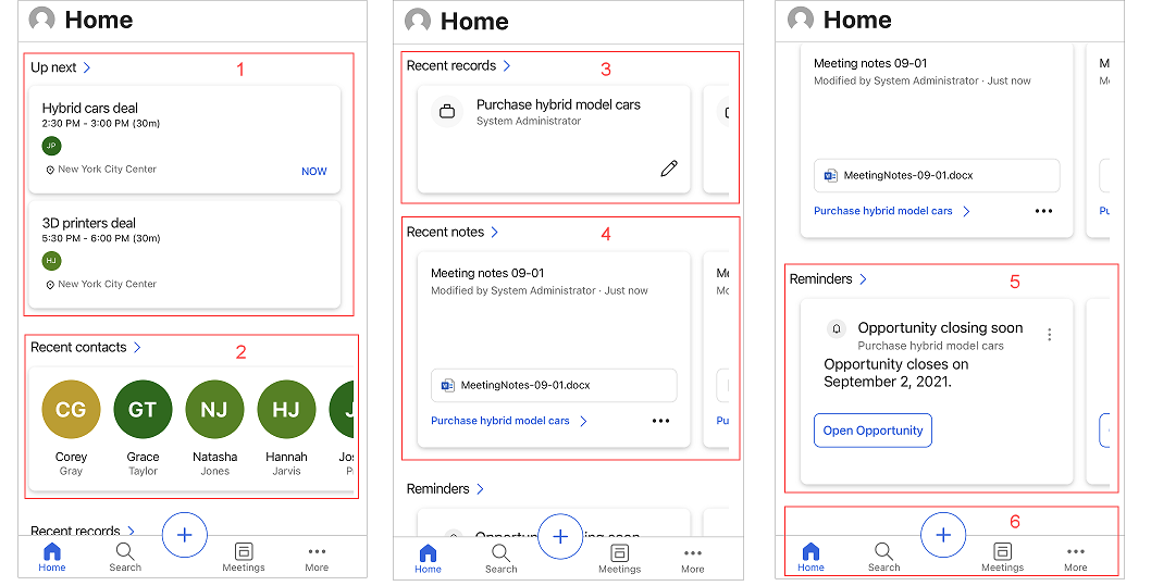 Startskærm til Sales-mobilapp.