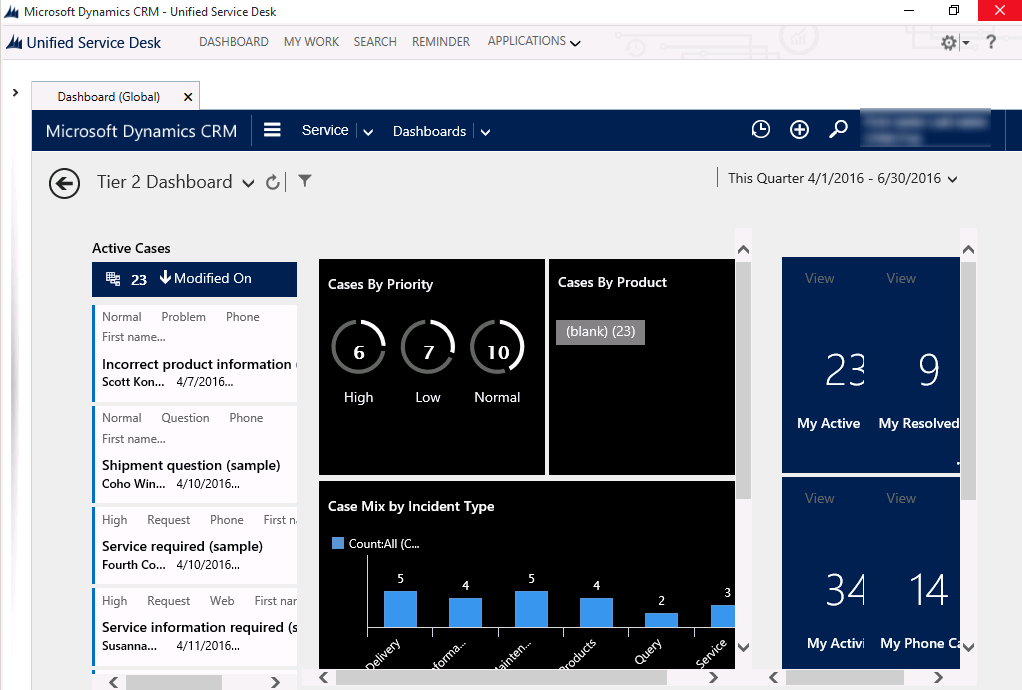 Interaktiv servicehub-pakke for Unified Service Desk.