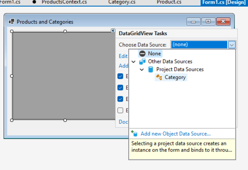 Choose Category data source