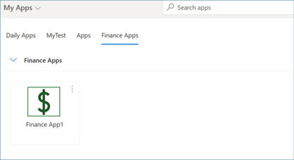 Screenshot of My Apps, Finance Apps.