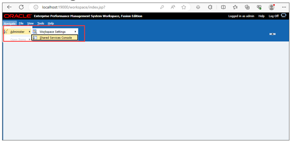 Screenshot shows the Shared Service Console option.