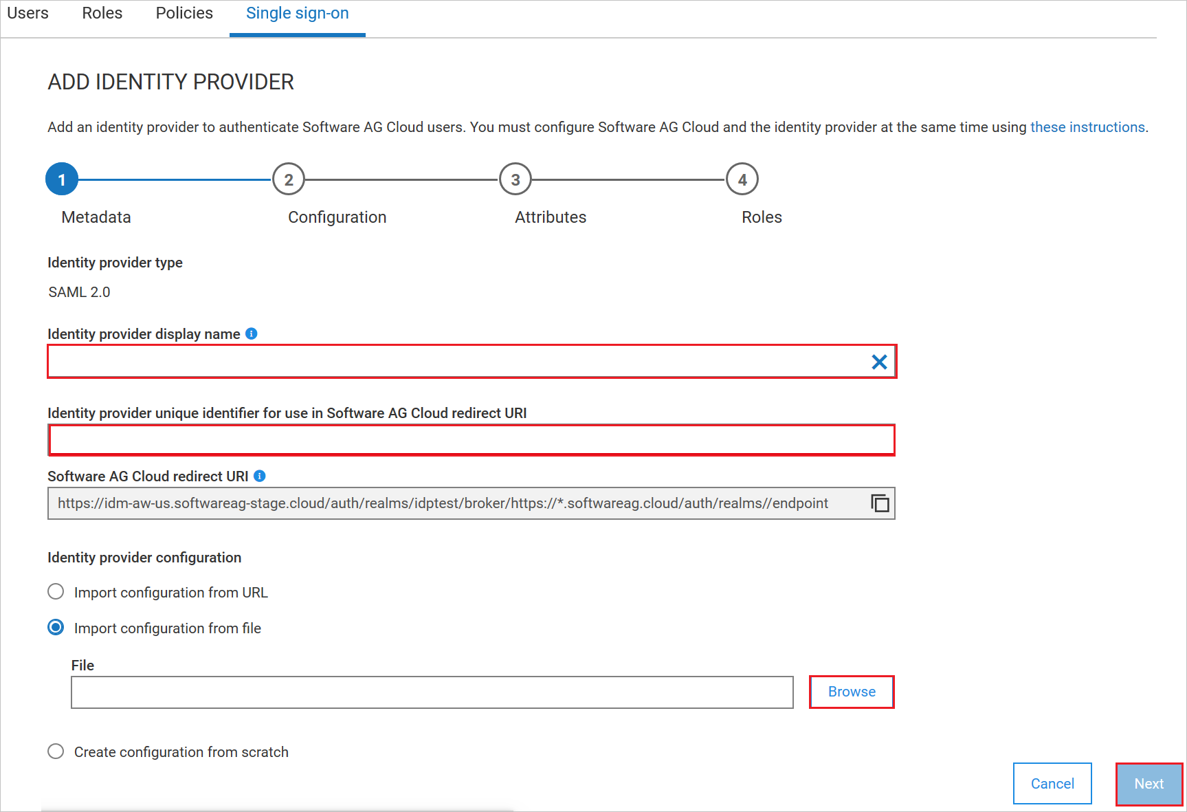 Configuring Software AG Cloud follow steps