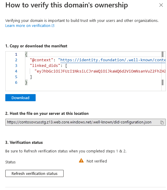 Screenshot that shows downloading the well-known configuration.