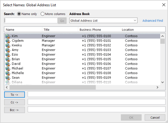 Global Address List (GAL).