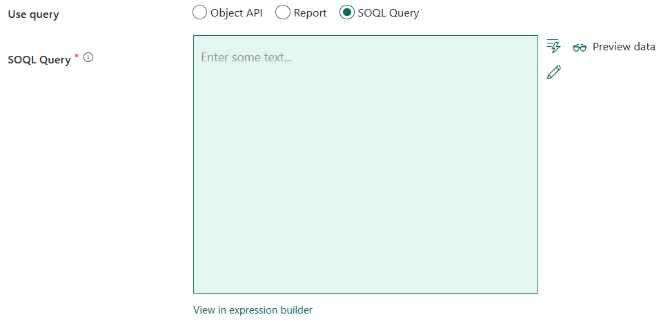 Screenshot showing Use query - SOQL Query.