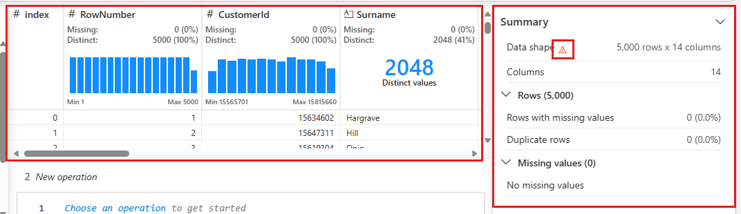 Skærmbillede, der viser oversigt over data wrangler.