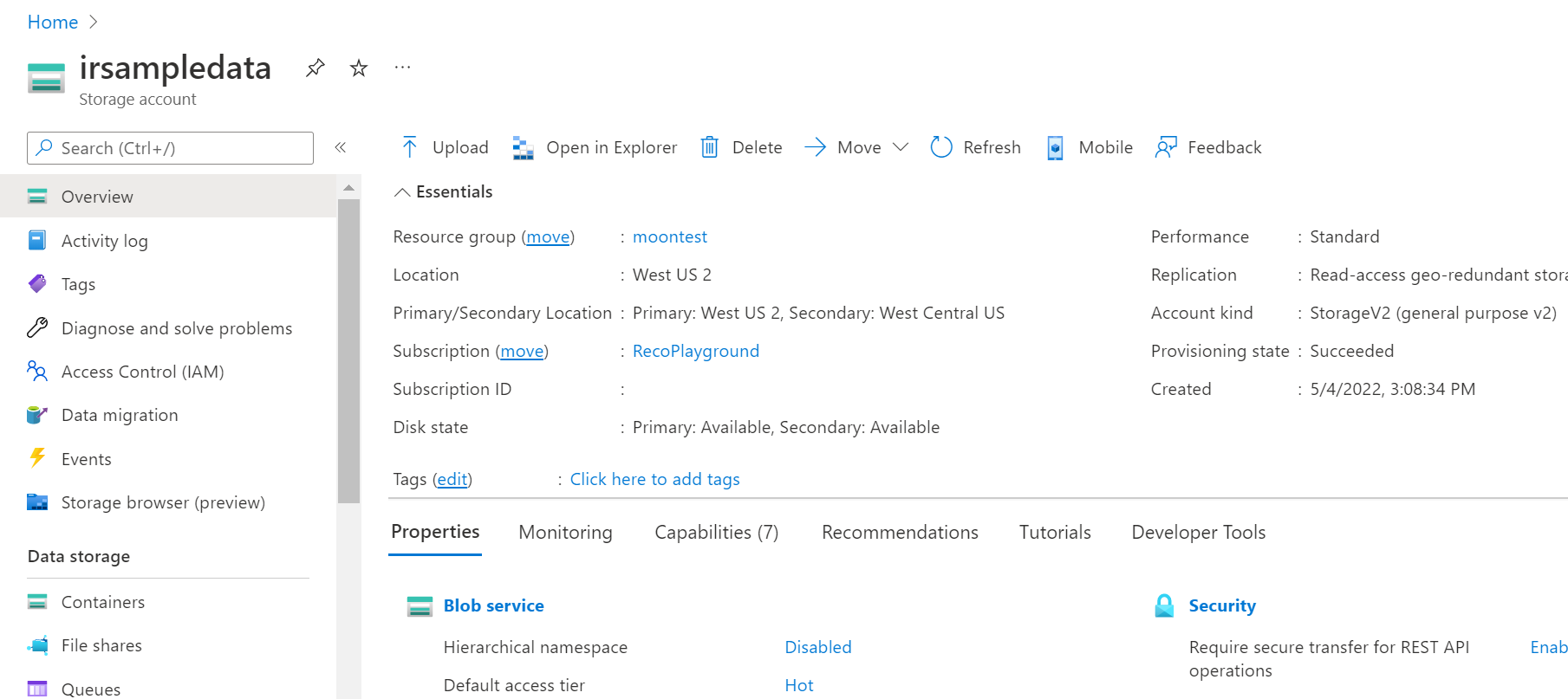 Abonnement og kontotype, der skal bruges til onboarding af Intelligent Recommendations.