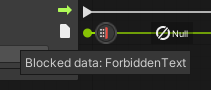 an image of the data filter node blocking data showing diagnostic information on what data is blocked most recently