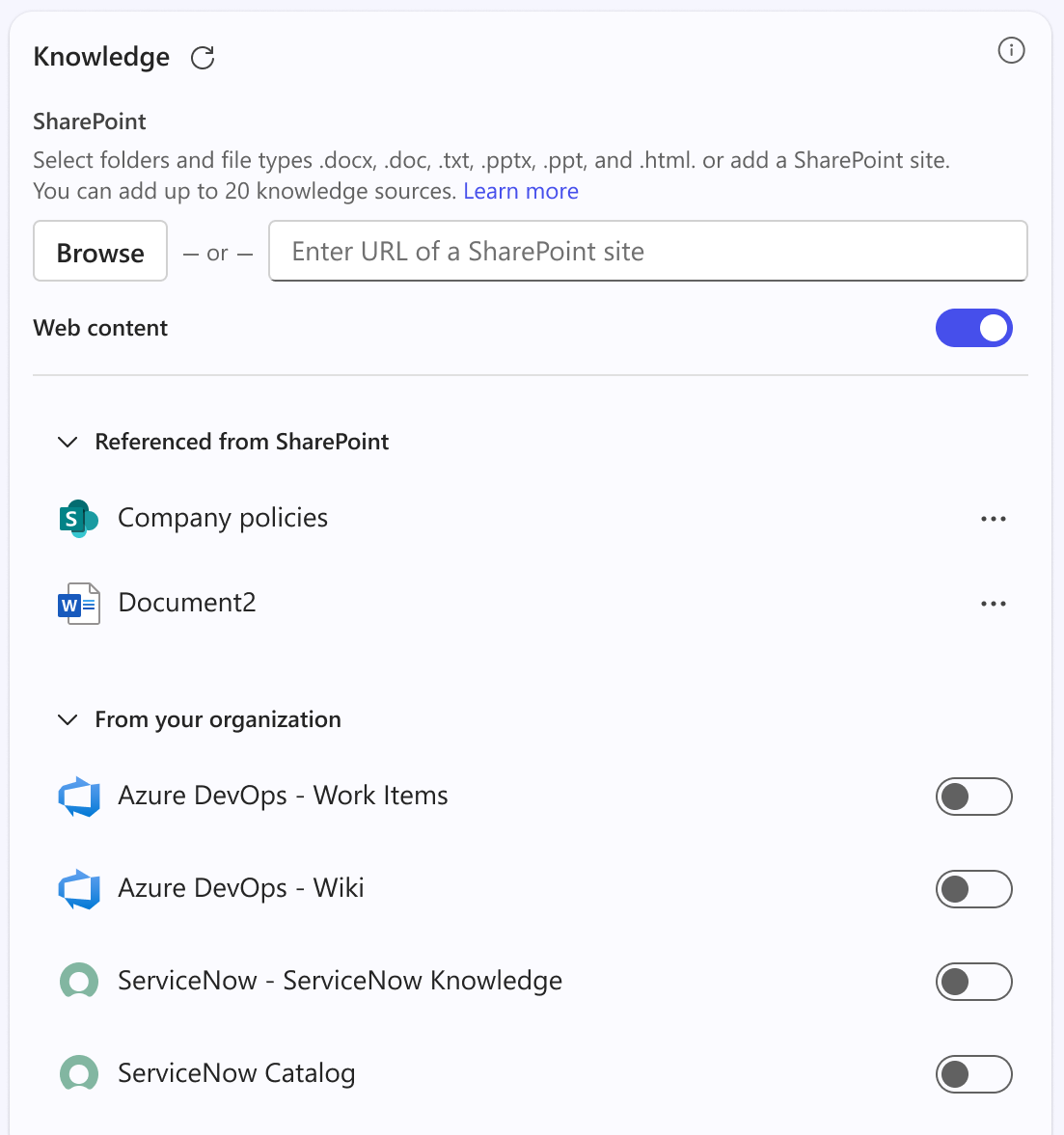 Graph connectors in hte Knowledge sources