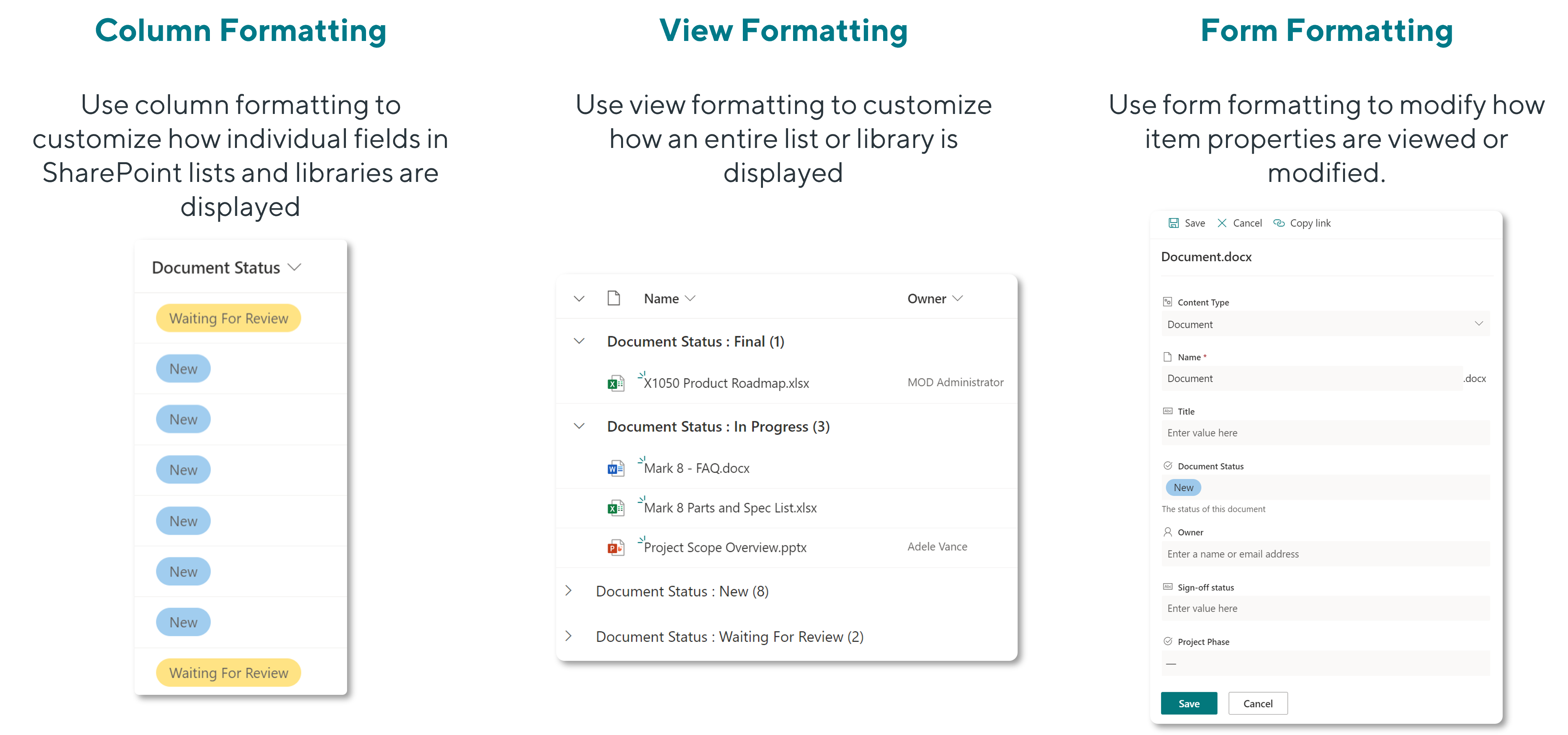 Formatting types