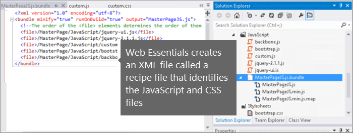 Skærmbillede af JavaScript- og CSS-opskriftsfilen.