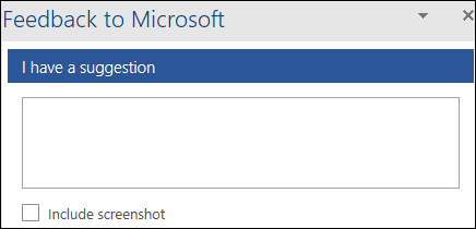 Skærmbillede: Tekstfelt til at angive feedbackforslag til Microsoft