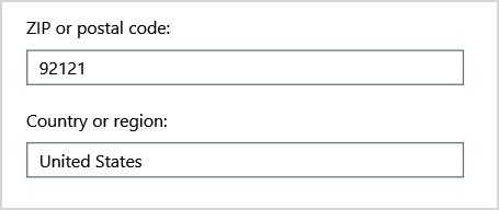 Eksempel på områdeoplysningerne for en bruger i Microsoft 365 Administration.