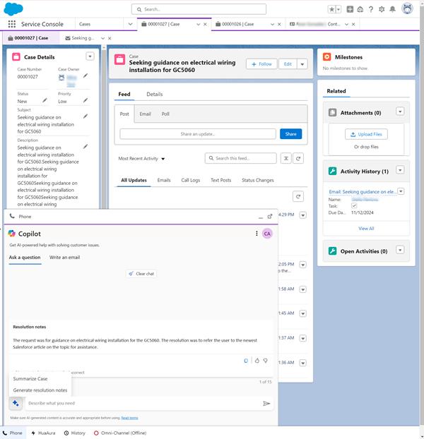 Copilot funktioner i ikke-Microsoft CRM'er.