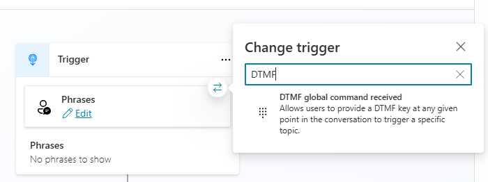 Skærmbillede af ikonet for Global DTMF-kommando, der er modtaget.