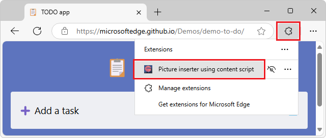 Clicking the extension's icon to open the extension