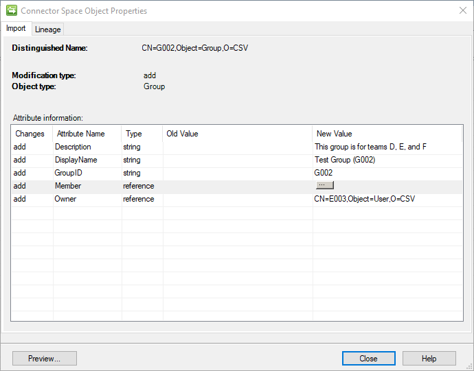 Screenshot of Validate Group Object page 1