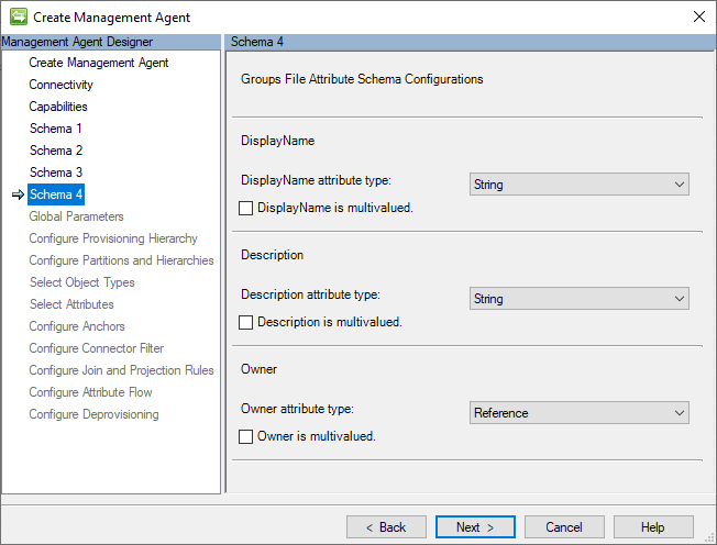 Screenshot of Schema 4 (Groups File Attribute Schema Configurations) page