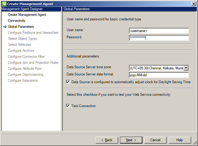 Set global parameters for the management agent