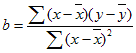 Screenshot of the formula that defines the b value for the forecast linear equation.