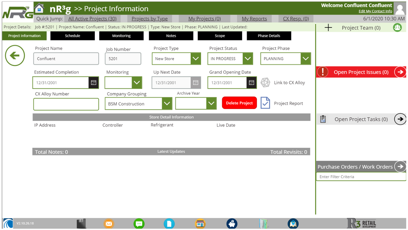 Skærmbillede af R3-projektdashboard.