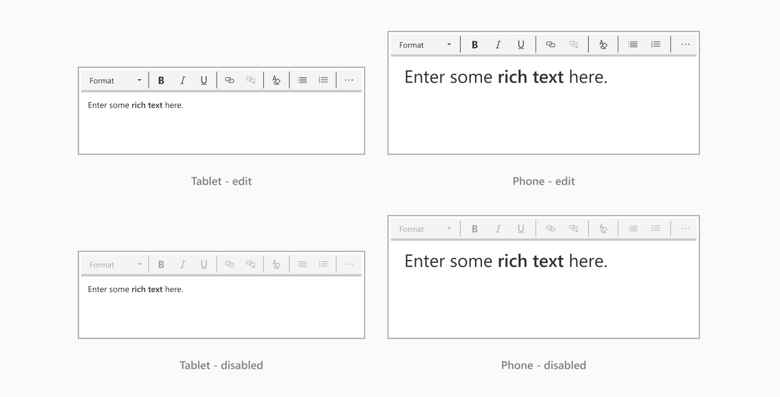 Rich text-tilstande.