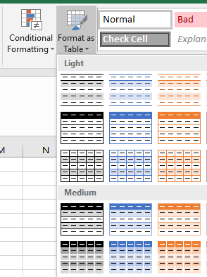 Formatér en tabel i Excel.