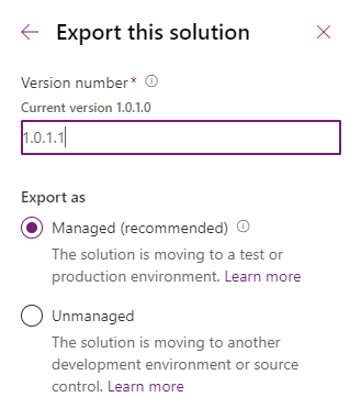 Opdater løsningsversion.