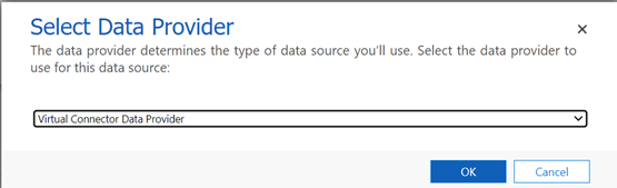 Vælg virtuel connector-dataudbyder