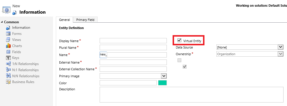 Indstilling for virtuel tabel i tabeldefinition.