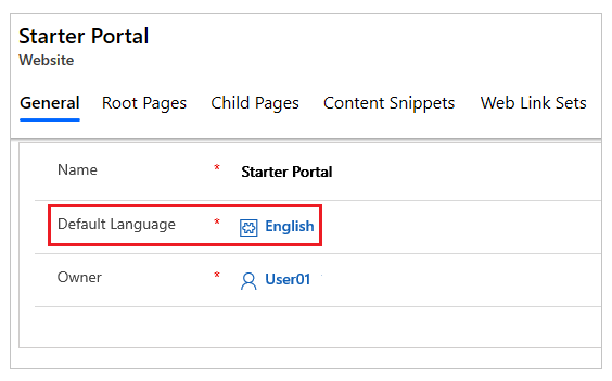 Angiv standardsprog for din portal