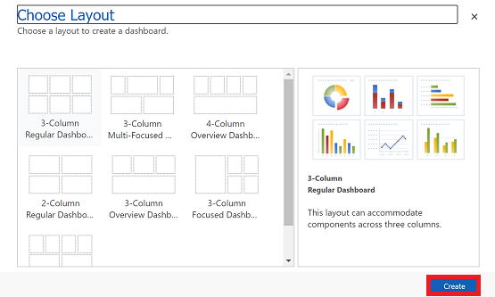 Vælg et dashboardlayout.