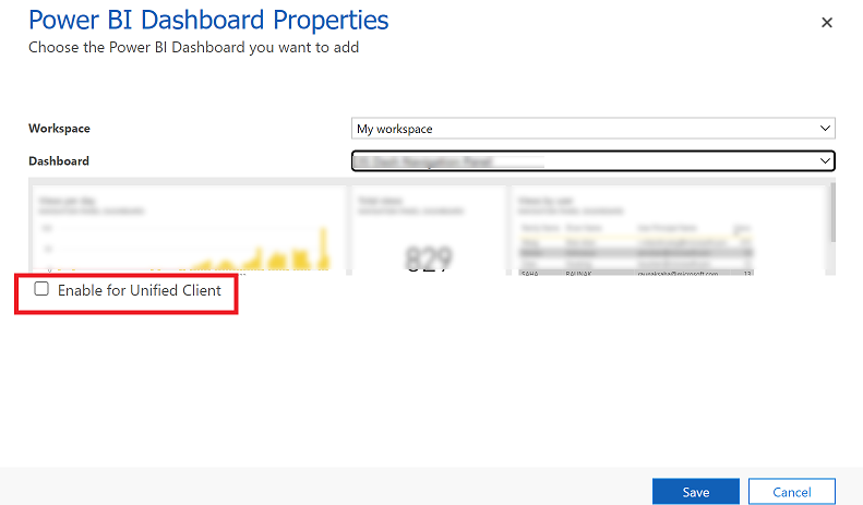 Tilføj et Power BI-felt på dit personlige dashboard.