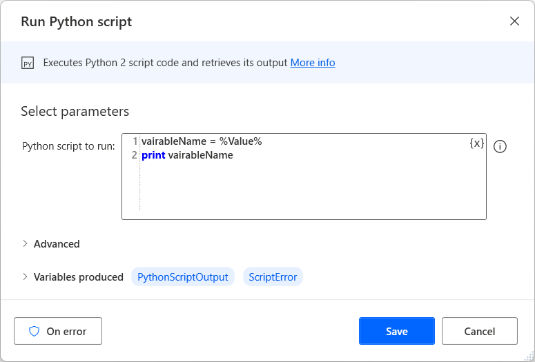 Skærmbillede af et Python-script, der indeholder procentvis notation.