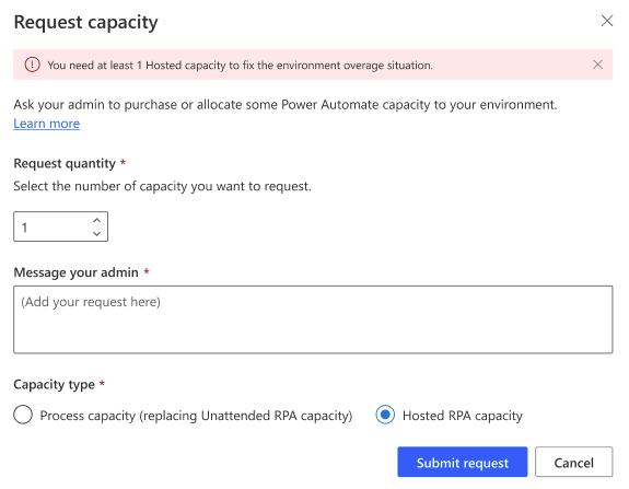 Hosted anmodningskapacitet