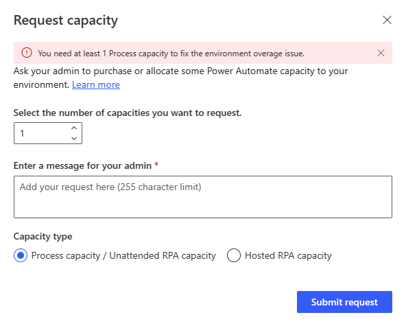 Anmod om proceskapacitet