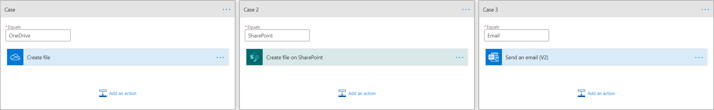 Screenshot that shows where to enter values for Case, Case 2, and Case 3.