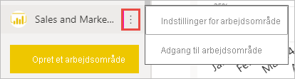 Skærmbillede af indstillinger for arbejdsområde.