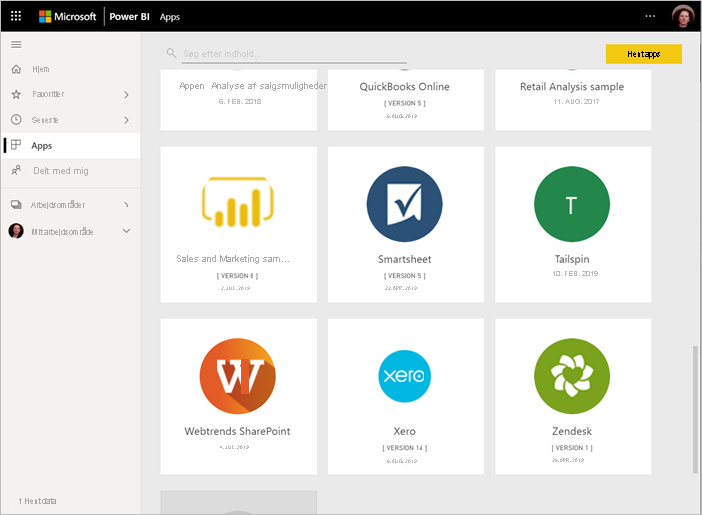 Apps i Power BI-tjeneste