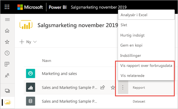 Skærmbillede af trin til at få vist forbrugsdata.