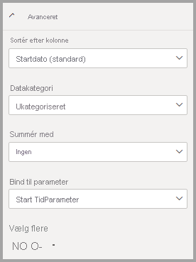 Skærmbillede, der viser binding af parameteren til feltet.