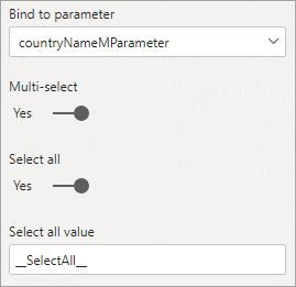 Skærmbillede, der viser Vælg alle for en M-parameter.