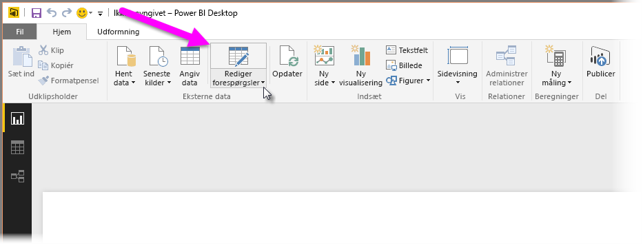 Screenshot of the Power Query Editor in Power BI Desktop, showing the Transform data selection.