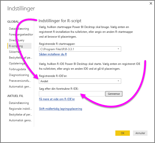 Screenshot of the Options dialog, showing Other is entered in the Detected R I D E field to enter a preferred R I D E.