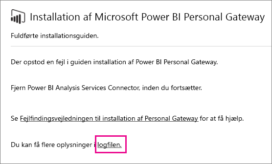 Link til installationsloggen