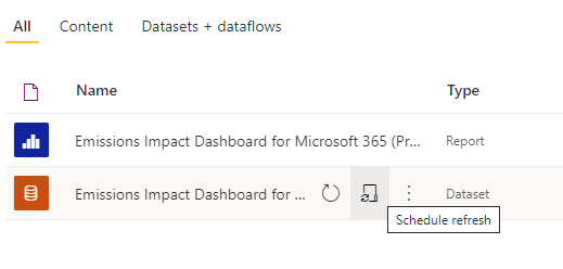 Skærmbillede af knappen Planlagt opdatering.