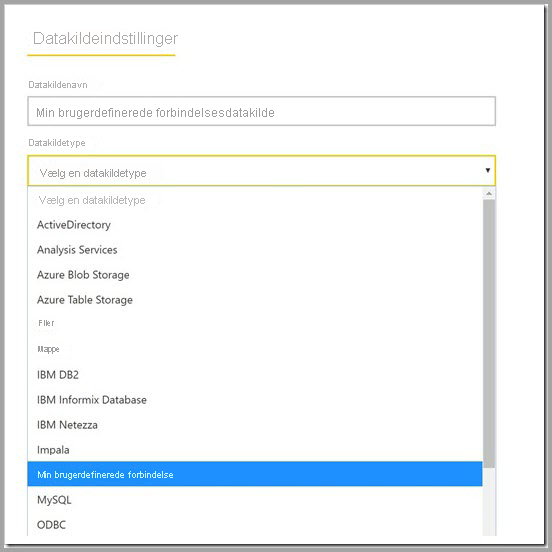 Screenshot that shows the Data Source list on the Settings page.